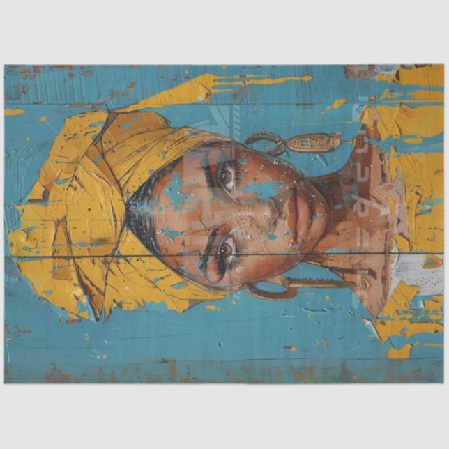 Papier Mousseline Découpage peinture Abstraite Teals afro-américains (Recto)