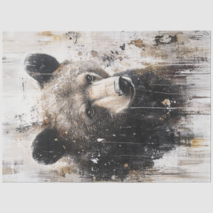 Papier Mousseline Découpage Peinture d'ours d'art Abstrait Texturé