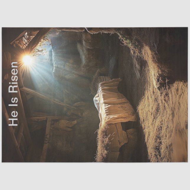 Papier Mousseline Découpage Personnalisable Jésus Il Est Ressuscité (Recto)