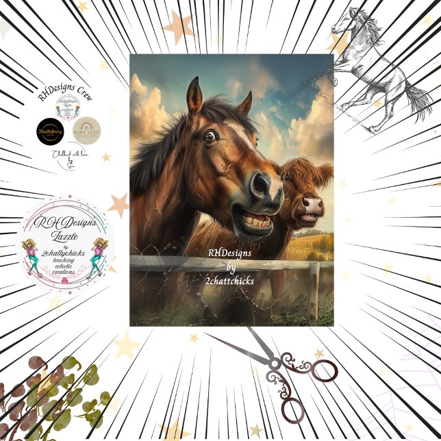 Papier Mousseline Découpage Photo Whimsical Drôle Cheval Visage (Créateur téléchargé)