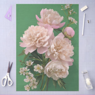 Papier Mousseline Découpage Pies Roses Sur Arrière - plan Vert Flora