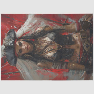 Papier Mousseline Découpage Pirate Girl Black Tricorn