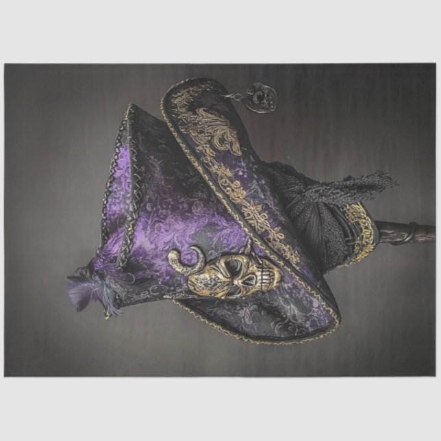 Papier Mousseline Découpage Pirate gothique Tricorne Casquette viole (Recto)