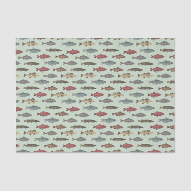 Papier Mousseline Découpage Poisson Pêche Green Anniversaire (Recto)