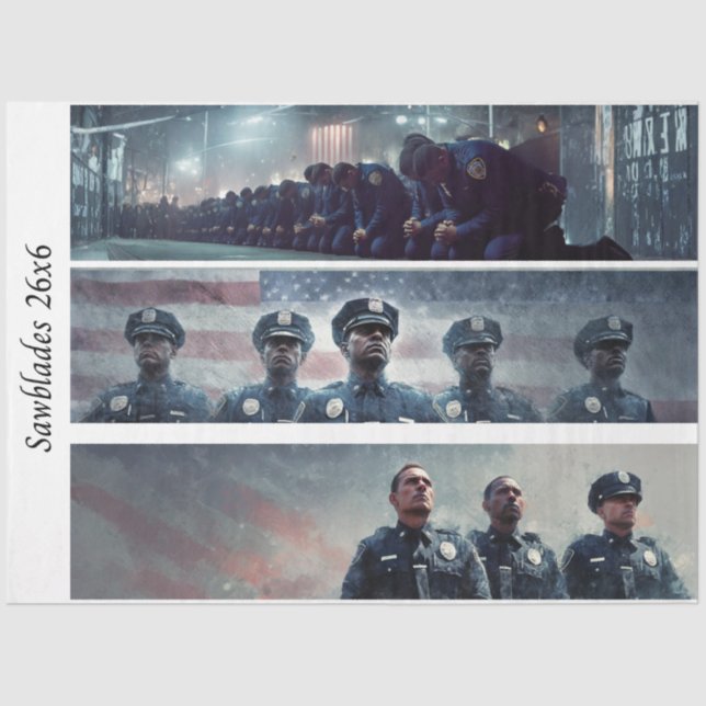 Papier Mousseline Decoupage Police Tribute Handsaws  (Recto)