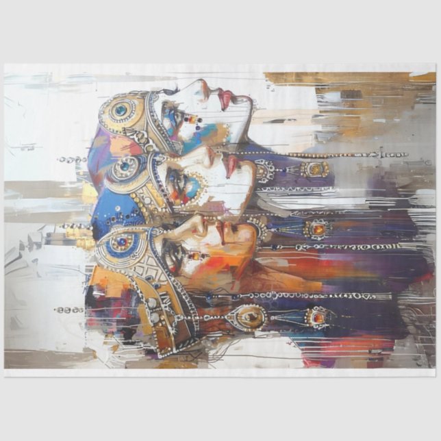 Papier Mousseline Découpage Portaises Femelles Robotiques Égyptienne (Recto)