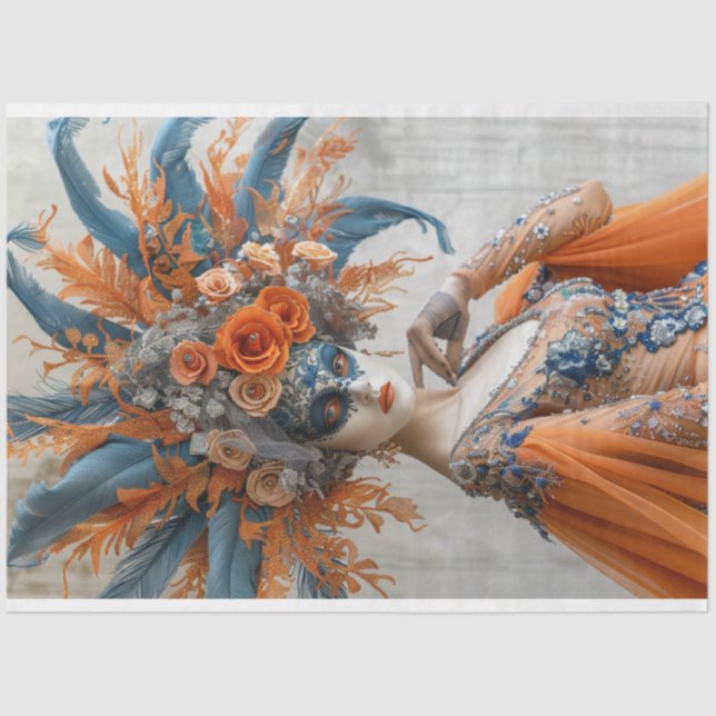 Papier Mousseline Découpage Portrait de Mardi Gras Queen (Recto)