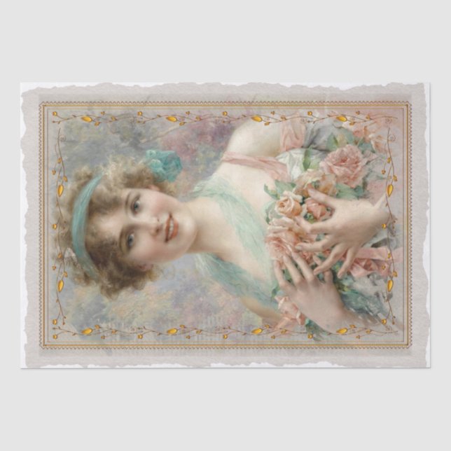 Papier Mousseline Découpage Portrait vintage (Recto)