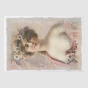 Papier Mousseline Découpage Portrait vintage