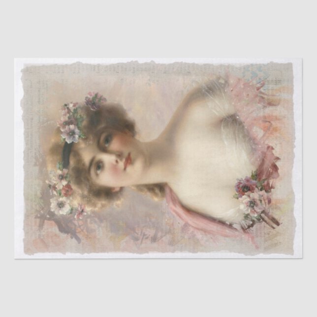 Papier Mousseline Découpage Portrait vintage (Recto)