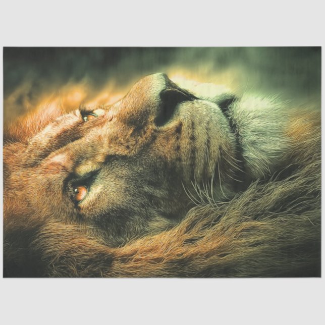 Papier Mousseline Découpage Profil de lion majestueux Golden Glissan (Recto)