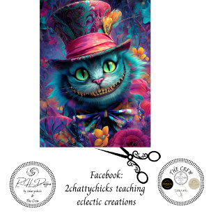 Papier Mousseline Découpage Psychedelique Chat de Cheshire Fantastiq