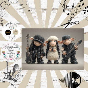 Papier Mousseline Decoupage Punk Mouton Fourrure Plume Funk Band