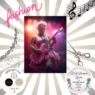 Papier Mousseline Découpage Punk Rocker rose