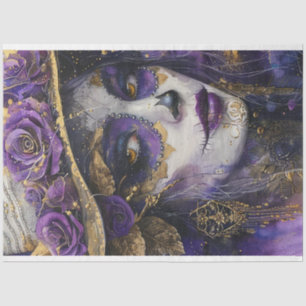 Papier Mousseline Découpage Purple Lady Day of Dead Tradition