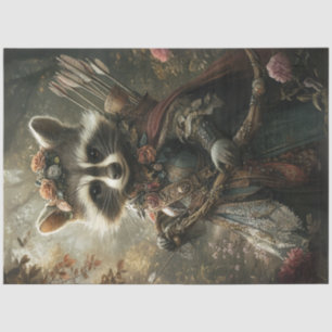 Papier Mousseline Decoupage Racoon Lady Robin Hood de la forêt