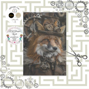 Papier Mousseline Découpage Red Fox Steampunk