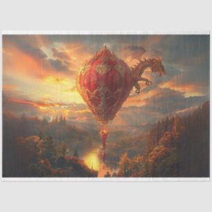 Papier Mousseline Découpage Red Hot Air Balloon & Dragon