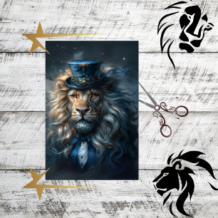 Papier Mousseline Découpage Regal Lion bleu costume sophistiqué