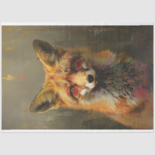 Papier Mousseline Découpage renard peinture à l'huile Abstraite