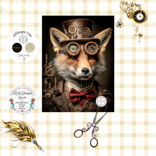 Papier Mousseline Decoupage Renard Steampunk Canadien-Français KOBI 