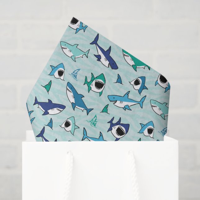 Papier Mousseline Découpage Requins Océan Bleu Mer (Sac cadeau)