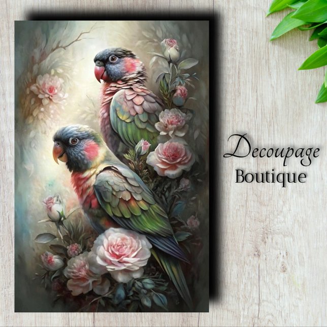 Papier Mousseline Découpage Rêverie de Perroquet (Parrot Reverie Decoupage Tissue Paper)