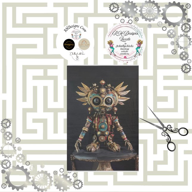 Papier Mousseline Découpage robot africain multicolore (Créateur téléchargé)