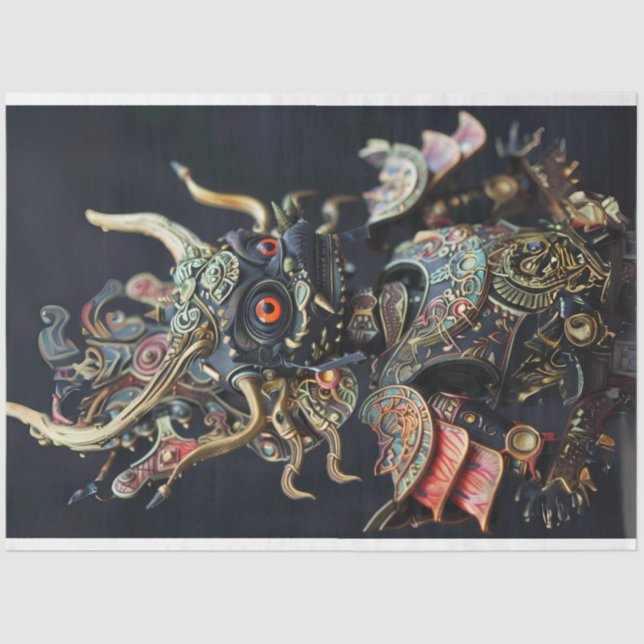 Papier Mousseline Découpage robotique en chef africain (Recto)