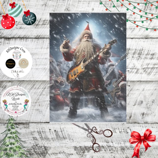 Papier Mousseline Découpage Rock N Roll Santa Claus (Créateur téléchargé)