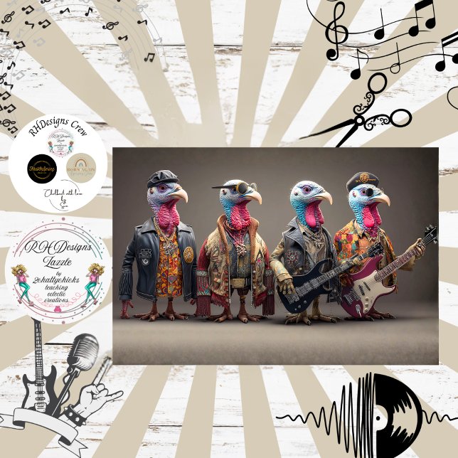 Papier Mousseline Decoupage Rockstar Dinde Quartet Band (Créateur téléchargé)