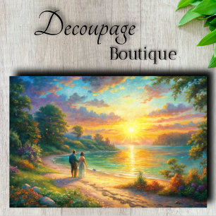 Papier Mousseline Découpage romance Sunset Beach