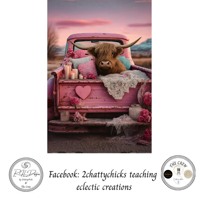 Papier Mousseline Decoupage Romantic Farmhouse Highland Truck  (Créateur téléchargé)