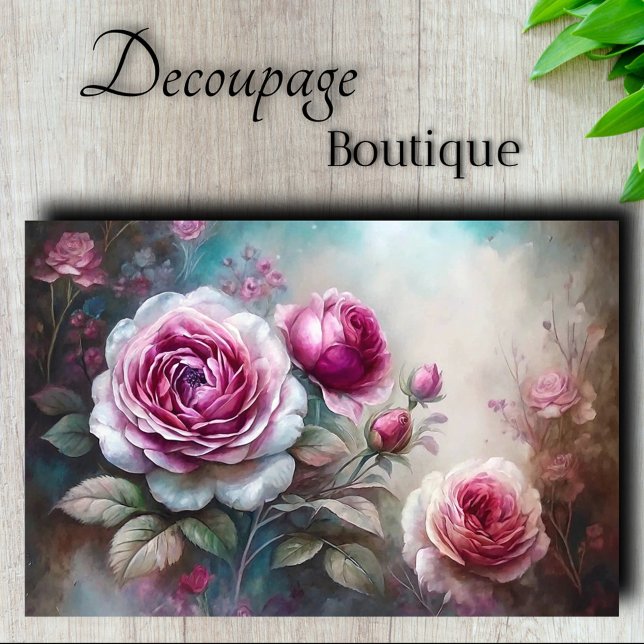 Papier Mousseline Découpage romantique du Rose Mist (Romantic Rose Mist Decoupage Tissue Paper)