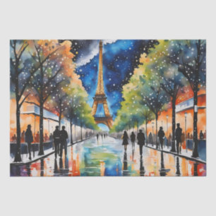 Papier Mousseline Découpage romantique Paris nuit