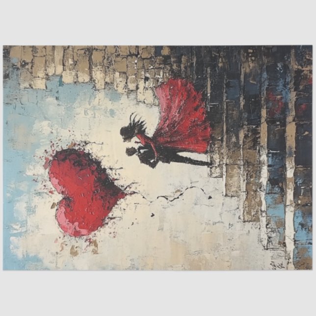 Papier Mousseline Découpage Romantique Saint-Valentin Couple en amou (Recto)