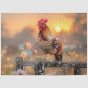 Papier Mousseline Découpage Rooster rustique de la vie agricole sur