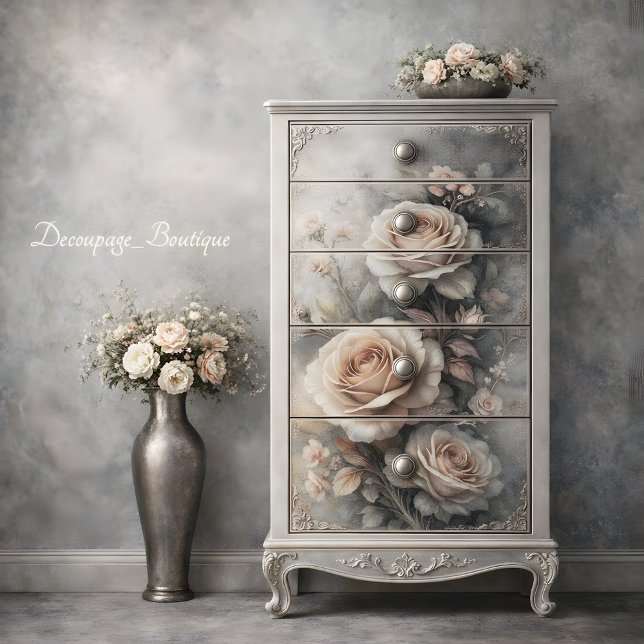 Papier Mousseline Découpage Rose Classique Lumineux (Classic Rose Glow Decoupage Tissue Paper Mockup)