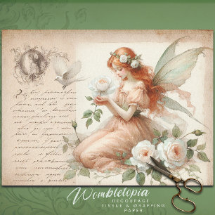 Papier Mousseline Découpage rose Fairy & Pastel Ephemera Script