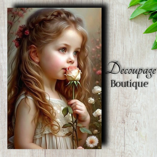 Papier Mousseline Découpage Rose innocent (Innocent Rose Child Decoupage Tissue Paper)