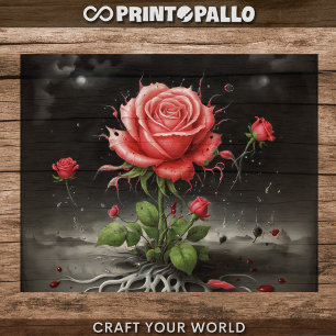 Papier Mousseline Découpage - Rose rouge pâle unique -