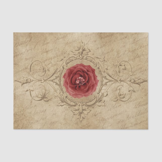 Papier Mousseline Découpage Rose vintage (Recto)