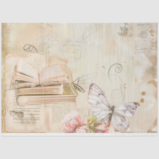 Papier Mousseline Découpage Rose vintage (Recto)