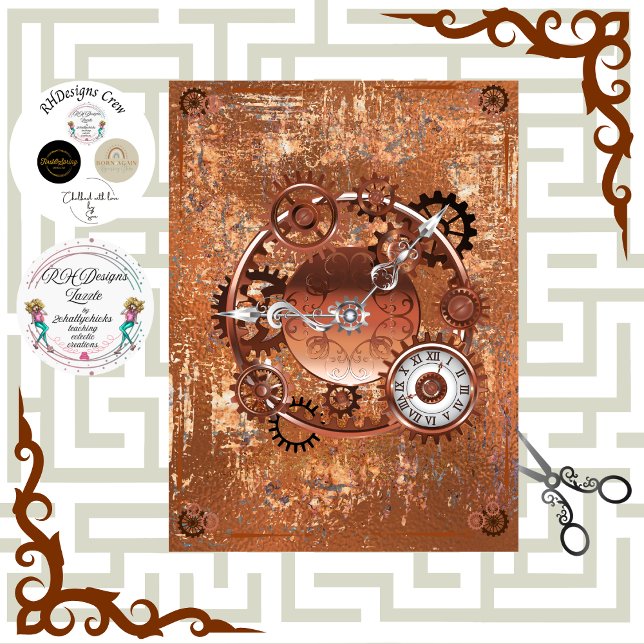 Papier Mousseline Découpage roue dentée Steampunk cadran d'horloge (Créateur téléchargé)