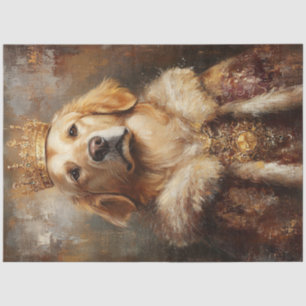 Papier Mousseline Découpage Royal Golden Retriever avec couronne or