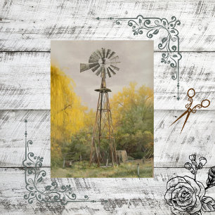 Papier Mousseline Découpage Russe Campagne Windmill Jaune