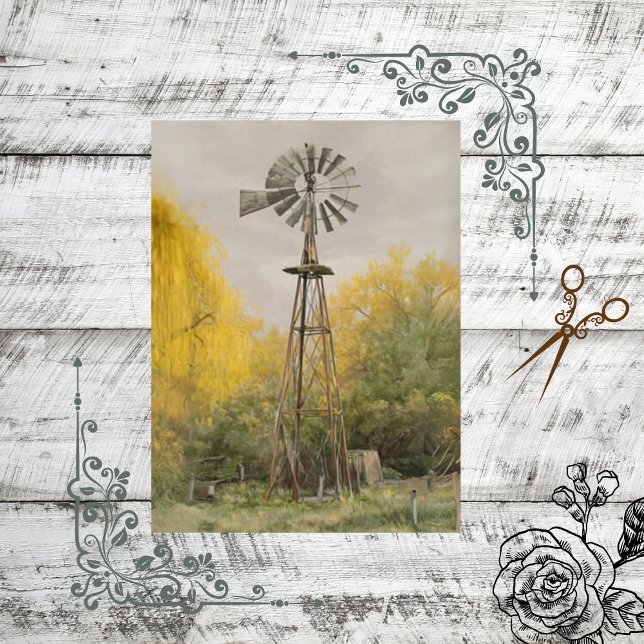Papier Mousseline Découpage Russe Campagne Windmill Jaune (Créateur téléchargé)