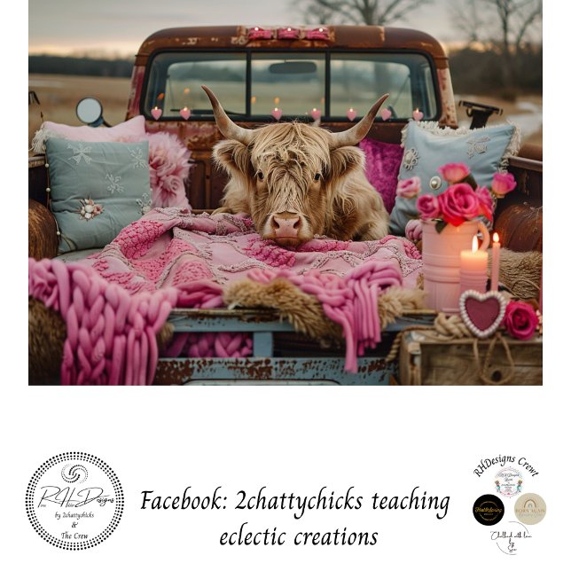 Papier Mousseline Decoupage Rusti Pink Truck Highland Valentine (Créateur téléchargé)