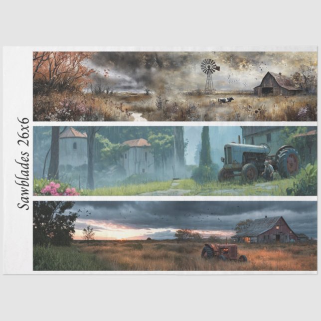 Papier Mousseline Decoupage Rustic Farm Style 26x6 for Handsaws (Recto)