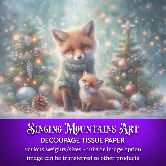 Papier Mousseline Découpage rustique de renard boisé mère et bébé ar (Créateur téléchargé)